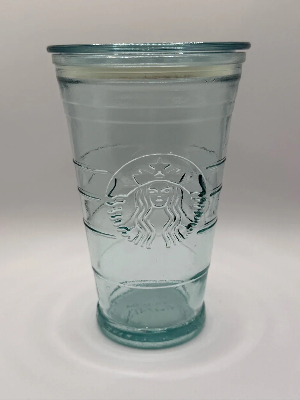 Starbucks Reusable Aqua Glass Tumbler 16 oz Made in Spain!